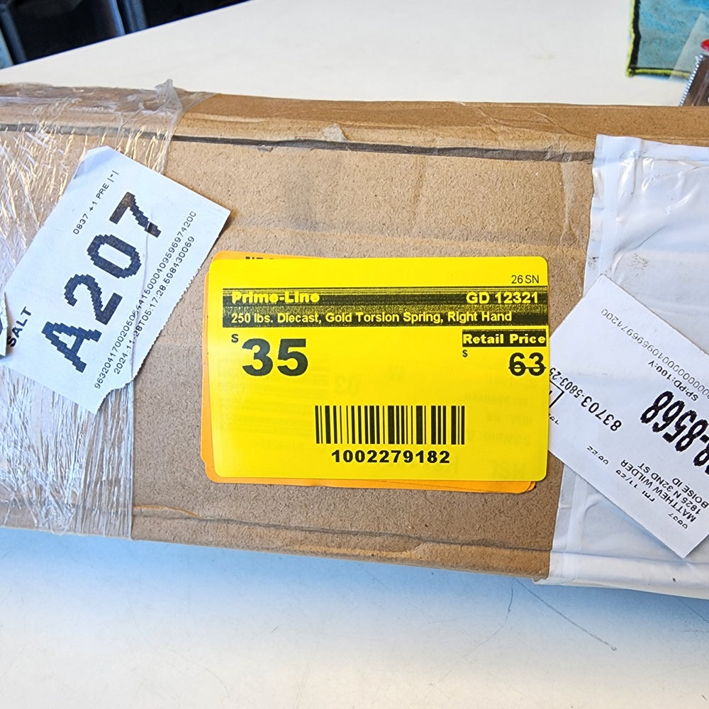 250 lbs. Diecast, Gold Torsion Spring, Right Hand (GD 12321) 250 lbs. Diecast, Gold Torsion Spring, Right Hand (GD 12321)